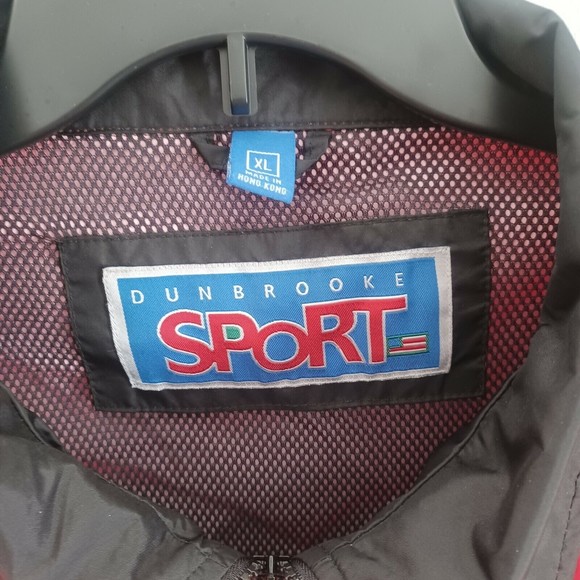 Dunbrooke Jacket Red Black Windbreaker Pockets Magna Tel Line Embroidered XL - Picture 2 of 10